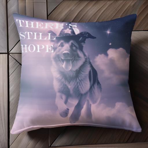 魔法の帽子 ジャーマンシェパードドッグ 雲 星空 ファンタジー クッションカバー 45×45cm アニマル柄 おしゃれ 可愛い クッション本体付き 正方形 犬ファン