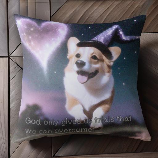 星空 ウェルシュコーギー 魔法の帽子 ハート クッションカバー 45×45cm アニマル柄 おしゃれ 可愛い クッション本体付き 正方形 犬ファン