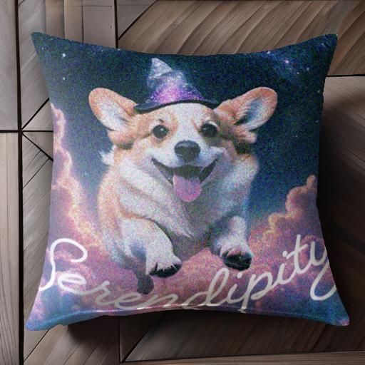 帽子 コーギー 雲 星空 クッションカバー 45×45cm アニマル柄 おしゃれ 可愛い クッション本体付き 正方形 犬ファン