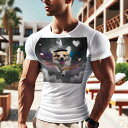 Tシャツ メンズ キッズ 犬ファン 半袖 春夏 犬柄 プリント カジュアル かわいい 人間用 フィットネス ダンス ハート ウェルシュコーギーペンブローク 帽子 星 雲
