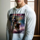 長袖Tシャツ 人間用 メンズ 秋春夏 プリント レジャー アウトドア カジュアル かわいい 犬ファン 魔法の帽子 コーギー 雲 夜空