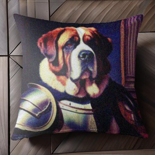 鎧 セントバーナード 貴族 クラシック 絵画 中世 クッションカバー 45×45cm アニマル柄 おしゃれ 可愛..