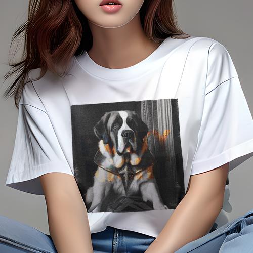 Tシャツ レディース 犬ファン 半袖 春夏 犬柄 プリント カジュアル かわいい 人間用 フィットネス ダンス 絵画 セントバーナード