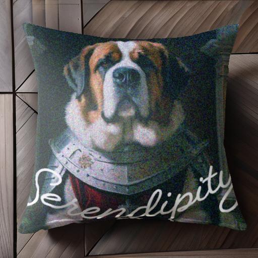 中世の鎧 セントバーナード 文字 クッションカバー 45×45cm アニマル柄 おしゃれ 可愛い クッション本..