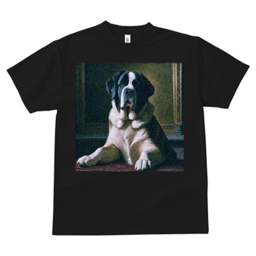Tシャツ レディース 犬ファン 半袖 春夏 犬柄 プリント カジュアル かわいい 人間用 フィットネス ダンス 肖像画 セントバーナード 犬 高級 ファブリック 杉板