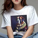 Tシャツ レディース 犬ファン 半袖 春夏 犬柄 プリント カジュアル かわいい 人間用 フィットネス ダンス コート セントバーナード 顔