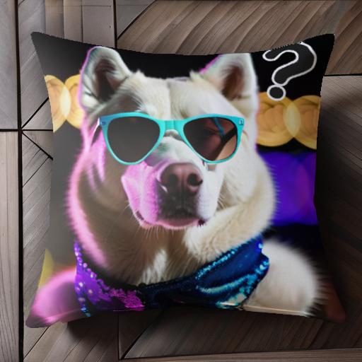 サングラス シベリアンハスキー バンダナ イルミネーション カラフル クッションカバー 45×45cm アニマ..