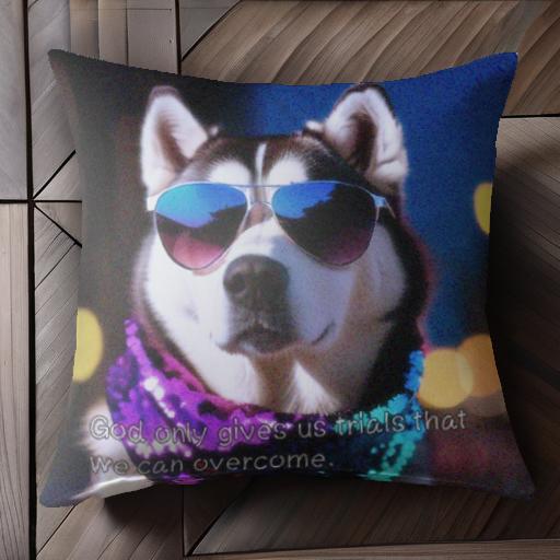 サングラス シベリアンハスキー マフラー 玉ボケ クッションカバー 45×45cm アニマル柄 おしゃれ 可愛い クッション本体付き 正方形 犬ファン