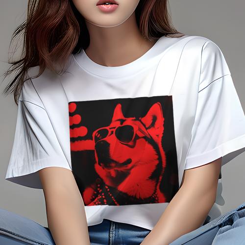 Tシャツ レディース 犬ファン 半袖 春夏 犬柄 プリント カジュアル かわいい 人間用 フィットネス ダンス サングラス シベリアンハスキー ネオン 夜景 クール Tシャツ レディース 犬ファン 半袖 春夏 犬柄 プリント カジュアル かわいい 人間用 フィットネス ダンス サングラス シベリアンハスキー ネオン 夜景 クール