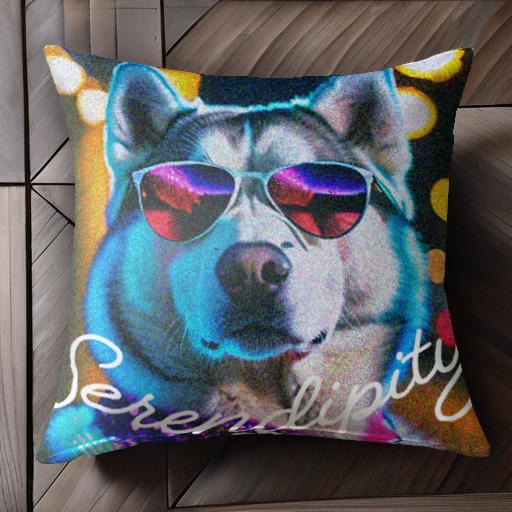 サングラス シベリアンハスキー 夜 ライト クール クッションカバー 45×45cm アニマル柄 おしゃれ 可愛..