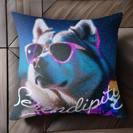 サングラス シベリアンハスキー ビーズネックレス 光 夜 洒落た クッションカバー 45×45cm アニマル柄 ..