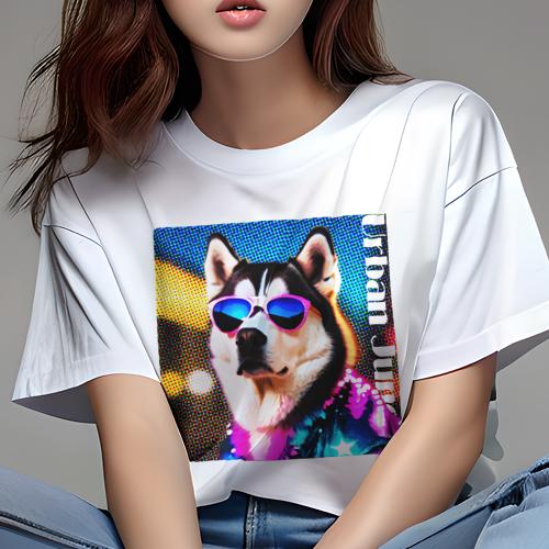 Tシャツ レディース 犬ファン 半袖 春夏 犬柄 プリント カジュアル かわいい 人間用 フィットネス ダン..