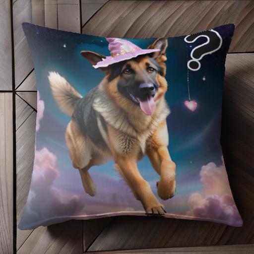 魔法使いの帽子 ジャーマンシェパード ハート クッションカバー 45×45cm アニマル柄 おしゃれ 可愛い クッション本体付き 正方形 犬ファン