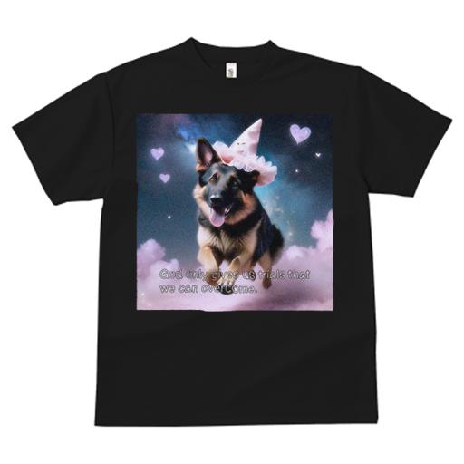 Tシャツ レディース 犬ファン 半袖 春夏 犬柄 プリント カジュアル かわいい 人間用 フィットネス ダンス 雲 ジャーマンシェパードドッグ ハート 帽子 夜空