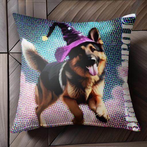 魔法の帽子 ジャーマンシェパード ポップアート 楽しそう クッションカバー 45×45cm アニマル柄 おしゃ..