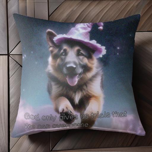 帽子 ジャーマンシェパードドッグ 星 空 雲 魔法 クッションカバー 45×45cm アニマル柄 おしゃれ 可愛い クッション本体付き 正方形 犬ファン