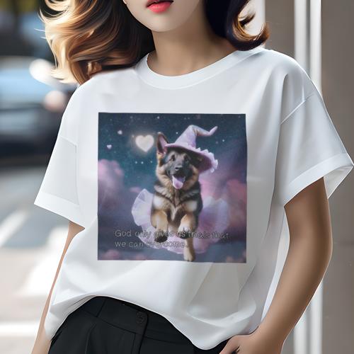 Tシャツ レディース 犬ファン 半袖 春夏 犬柄 プリント カジュアル かわいい 人間用 フィットネス ダン..