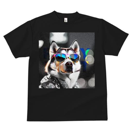 Tシャツ メンズ キッズ 犬ファン 半袖 春夏 犬柄 プリント カジュアル かわいい 人間用 フィットネス ダンス サングラス シベリアンハスキー 夜 光 派手
