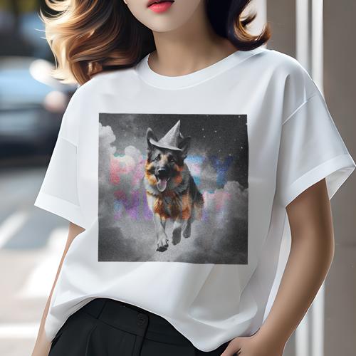 Tシャツ レディース 犬ファン 半袖 春夏 犬柄 プリント カジュアル かわいい 人間用 フィットネス ダンス 雲 ジャーマンシェパードドッグ 星空 帽子 Tシャツ レディース 犬ファン 半袖 春夏 犬柄 プリント カジュアル かわいい 人間用 フィットネス ダンス 雲 ジャーマンシェパードドッグ 星空 帽子