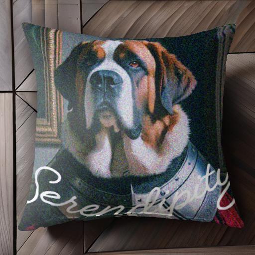 鎧 セントバーナード 額縁 ファー ミリタリー 赤茶色の毛 クッションカバー 45×45cm アニマル柄 おしゃ..