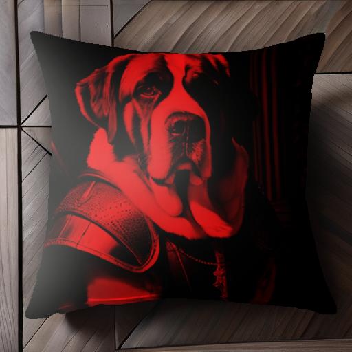 装甲 セントバーナード 刀 戦士 騎士 暗闇 クッションカバー 45×45cm アニマル柄 おしゃれ 可愛い クッション本体付き 正方形 犬ファン