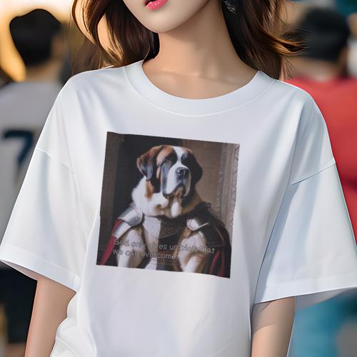 Tシャツ レディース 犬ファン 半袖 春夏 犬柄 プリント カジュアル かわいい 人間用 フィットネス ダンス アーマー セントバーナード テキスト