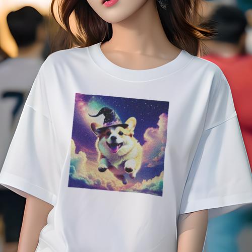 Tシャツ レディース 犬ファン 半袖 春夏 犬柄 プリント カジュアル かわいい 人間用 フィットネス ダンス クッションカバー 45×45cm アニマル柄 おしゃれ 可愛い クッション本体付き