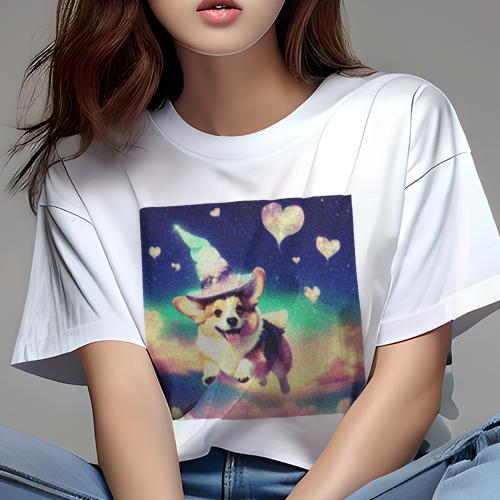 Tシャツ レディース 犬ファン 半袖 春夏 犬柄 プリント カジュアル かわいい 人間用 フィットネス ダンス クッションカバー 45×45cm アニマル柄 おしゃれ 可愛い クッション本体付き