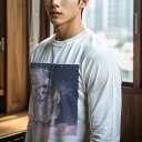 長袖Tシャツ 人間用 メンズ 秋春夏 プリント レジャー アウトドア カジュアル かわいい 犬ファン クッションカバー 45×45cm アニマル柄 おしゃれ 可愛い クッション本体付き