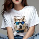 Tシャツ レディース 犬ファン 半袖 春夏 犬柄 プリント カジュアル かわいい 人間用 フィットネス ダンス クッションカバー 45×45cm アニマル柄 おしゃれ 可愛い クッション本体付き