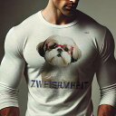長袖Tシャツ 人間用 メンズ 秋春夏 プリント レジャー アウトドア カジュアル かわいい 犬ファン クッションカバー 45×45cm アニマル柄 おしゃれ 可愛い クッション本体付き