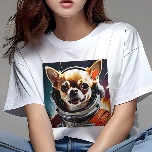 Tシャツ レディース 犬ファン 半袖 春夏 犬柄 プリント カジュアル かわいい 人間用 フィットネス ダンス クッションカバー 45×45cm アニマル柄 おしゃれ 可愛い クッション本体付き