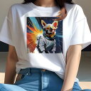 Tシャツ レディース 犬ファン 半袖 春夏 犬柄 プリント カジュアル かわいい 人間用 フィットネス ダンス クッションカバー 45×45cm アニマル柄 おしゃれ 可愛い クッション本体付き(4)