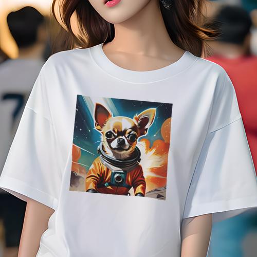 Tシャツ レディース 犬ファン 半袖 春夏 犬柄 プリント カジュアル かわいい 人間用 フィットネス ダンス クッションカバー 45×45cm アニマル柄 おしゃれ 可愛い クッション本体付き