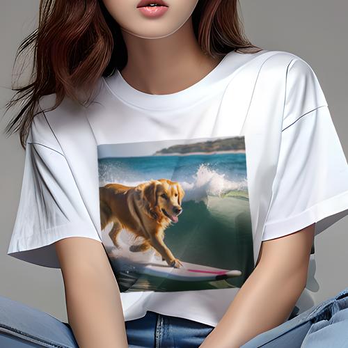 Tシャツ レディース 犬ファン 半袖 春夏 犬柄 プリント カジュアル かわいい 人間用 フィットネス ダン..