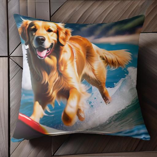 サーフィン ゴールデンレトリバー 海 波 楽しい クッションカバー 45×45cm アニマル柄 おしゃれ 可愛い クッション本体付き 正方形 犬ファン サーフィン ゴールデンレトリバー 海 波 楽しい クッションカバー 45×45cm アニマル柄 おしゃれ 可愛い クッション本体付き 正方形 犬ファン