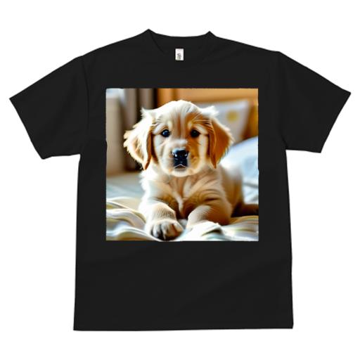 Tシャツ レディース 犬ファン 半袖 春夏 犬柄 プリント カジュアル かわいい 人間用 フィットネス ダンス かわいい ゴールデンレトリバー 子犬 室内 ベッド