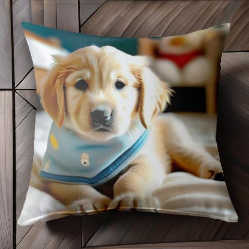 子犬 ゴールデンレトリバー かわいい 布地 クッションカバー 45×45cm アニマル柄 おしゃれ 可愛い クッション本体付き 正方形 犬ファン