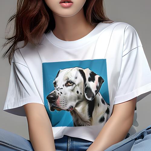 Tシャツ レディース 犬ファン 半袖 春夏 犬柄 プリント カジュアル かわいい 人間用 フィットネス ダンス 水色背景 ダルメシアン かっこいい 美しい Tシャツ レディース 犬ファン 半袖 春夏 犬柄 プリント カジュアル かわいい 人間用 フィットネス ダンス 水色背景 ダルメシアン かっこいい 美しい