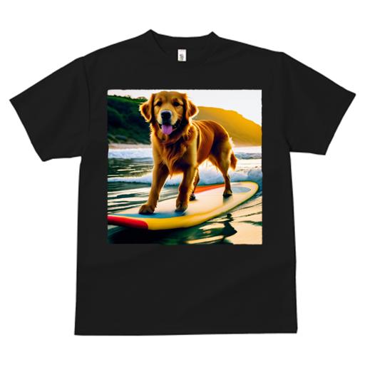 Tシャツ レディース 犬ファン 半袖 春夏 犬柄 プリント カジュアル かわいい 人間用 フィットネス ダンス サーフボード ゴールデンレトリバー 海 夕日