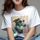 Tシャツ レディース 犬ファン 半袖 春夏 犬柄 プリント カジュアル かわいい 人間用 フィットネス ダンス サングラス ボーダーコリー おしゃれ ファッション