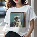 Tシャツ レディース 犬ファン 半袖 春夏 犬柄 プリント カジュアル かわいい 人間用 フィットネス ダンス サングラス ボルゾイ コート ネクタイ