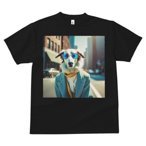 Tシャツ レディース 犬ファン 半袖 春夏 犬柄 プリント カジュアル かわいい 人間用 フィットネス ダンス メガネ ボルゾイ 街 スーツ