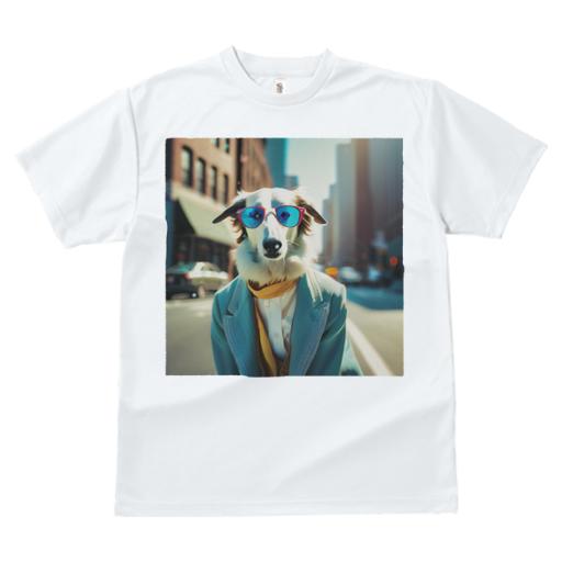 Tシャツ レディース 犬ファン 半袖 春夏 犬柄 プリント カジュアル かわいい 人間用 フィットネス ダンス メガネ ボルゾイ 街 スーツ