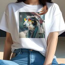Tシャツ レディース 犬ファン 半袖 春夏 犬柄 プリント カジュアル かわいい 人間用 フィットネス ダンス サングラス ボルゾイ コート スカーフ 街