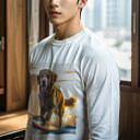 長袖Tシャツ 人間用 メンズ 秋春夏 プリント レジャー アウトドア カジュアル かわいい 犬ファン サングラス ボルゾイ 街 ファッション クッションカバー