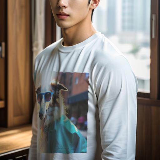 長袖Tシャツ 人間用 メンズ 秋春夏 プリント レジャー アウトドア カジュアル かわいい 犬ファン サングラス ボルゾイ ジャケット 街 おしゃれ