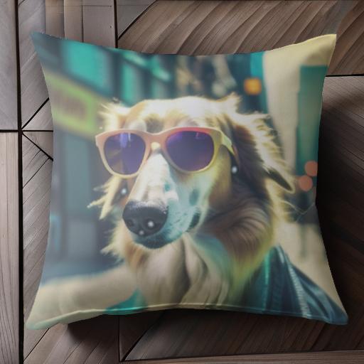サングラス ボルゾイ 街 ファッション クッションカバー 45×45cm アニマル柄 おしゃれ 可愛い クッション本体付き 正方形 犬ファン サングラス ボルゾイ 街 ファッション クッションカバー 45×45cm アニマル柄 おしゃれ 可愛い クッション本体付き 正方形 犬ファン
