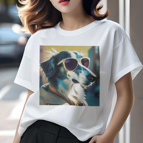 Tシャツ レディース 犬ファン 半袖 春夏 犬柄 プリント カジュアル かわいい 人間用 フィットネス ダンス サングラス ボーダーコリー かっこいい おしゃれ Tシャツ レディース 犬ファン 半袖 春夏 犬柄 プリント カジュアル かわいい 人間用 フィットネス ダンス サングラス ボーダーコリー かっこいい おしゃれ