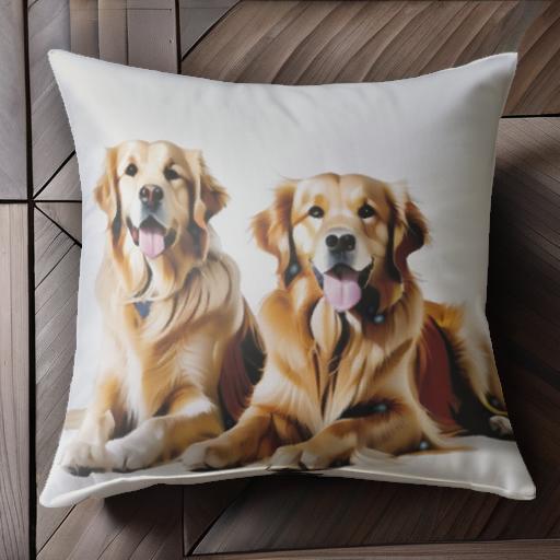 かわいい ゴールデンレトリバー 仲良し 家族 幸せ クッションカバー 45×45cm アニマル柄 おしゃれ 可愛..